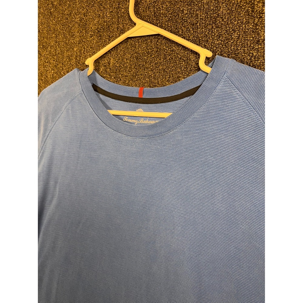 Tommy Bahama Mens XXL Blue Ribbed Raglan Short Sleeve Crewneck T-Shirt
